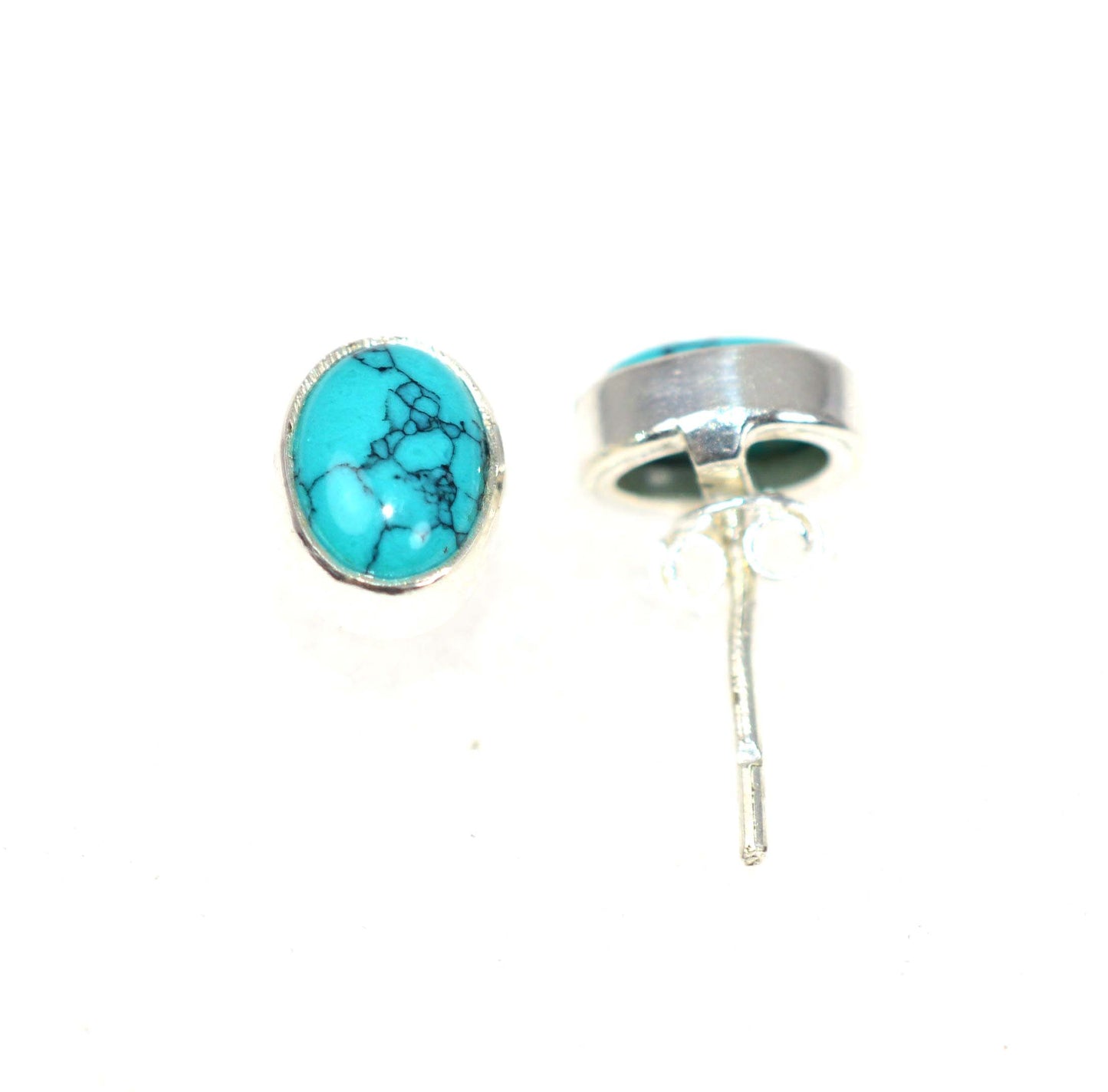 WHOLESALE 11PR 925 SOLID STERLING SILVER BLUE TURQUOISE STUD EARRING LOT