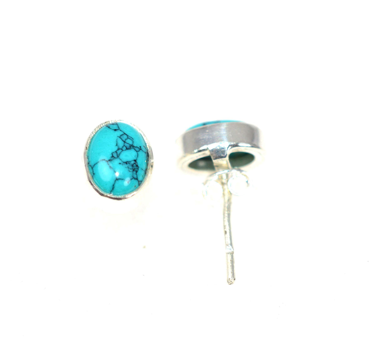 WHOLESALE 42PR 925 SOLID STERLING SILVER BLUE TURQUOISE STUD EARRING LOT