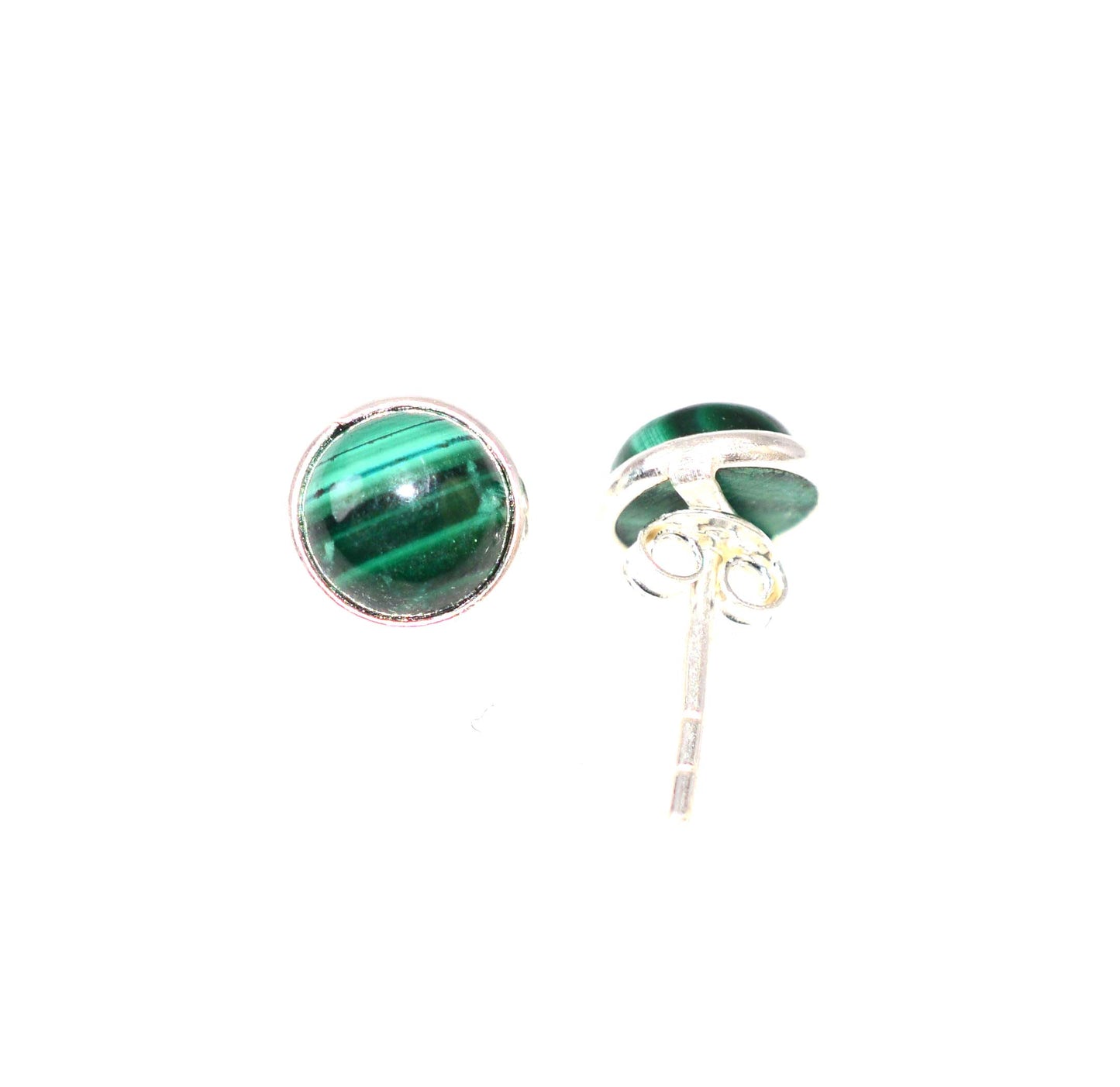 WHOLESALE 11PR 925 SOLID STERLING SILVER GREEN MALACHITE STUD EARRING LOT