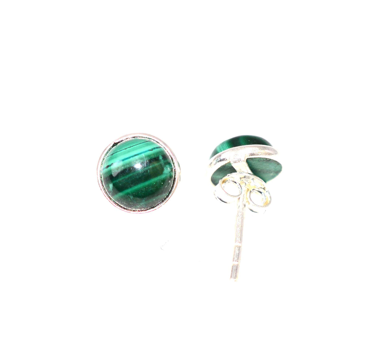 WHOLESALE 21PR 925 SOLID STERLING SILVER GREEN MALACHITE STUD EARRING LOT