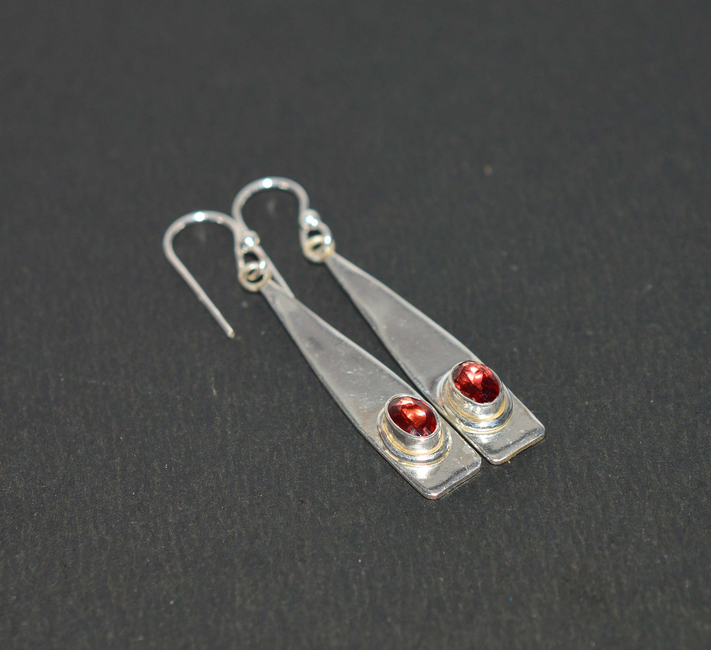 WHOLESALE 3PR 925 SOLID STERLING SILVER CUT RED GARNET HOOK EARRING LOT