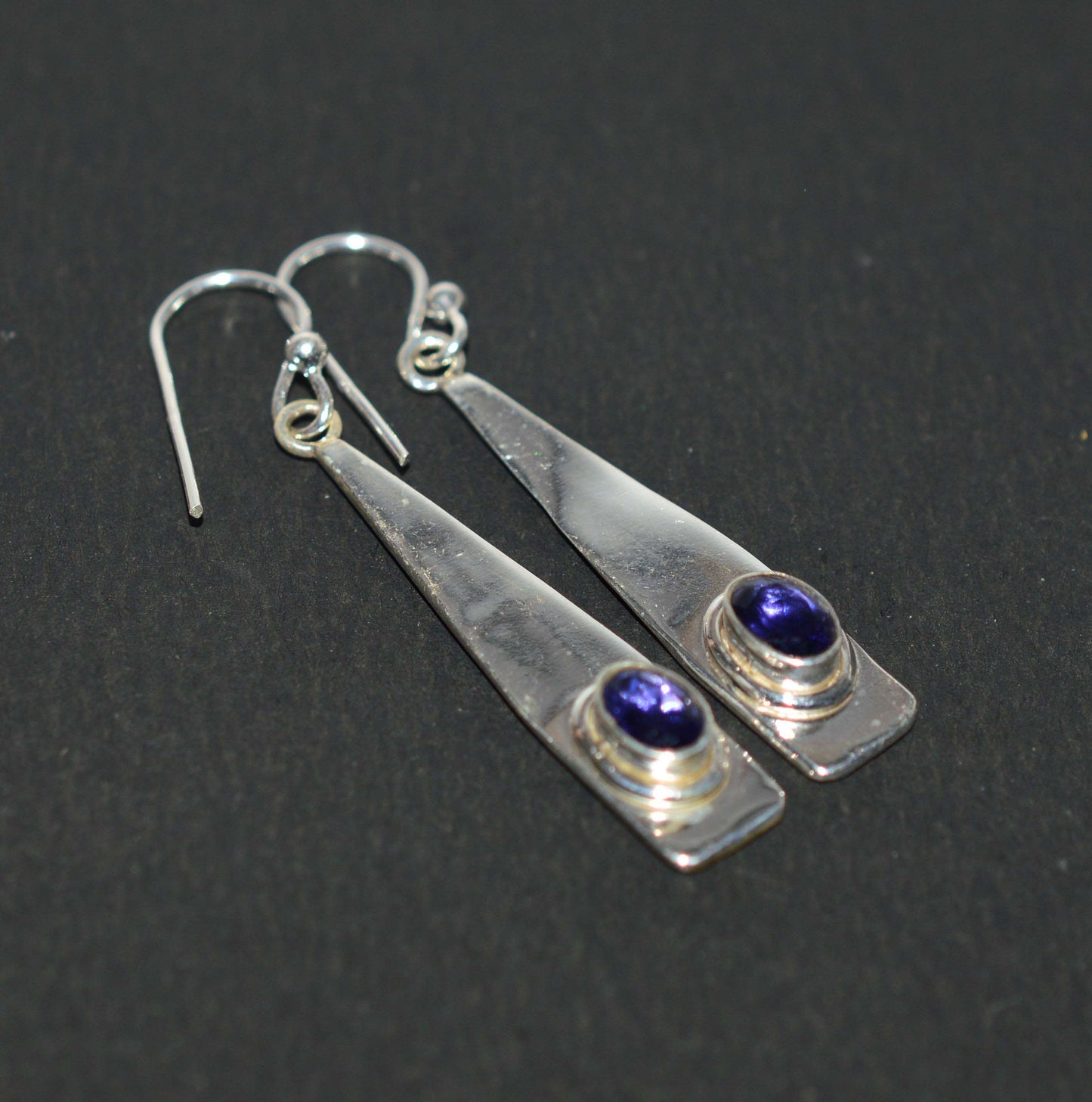 WHOLESALE 3PR 925 SOLID STERLING SILVER CUT BLUE IOLITE HOOK EARRING LOT