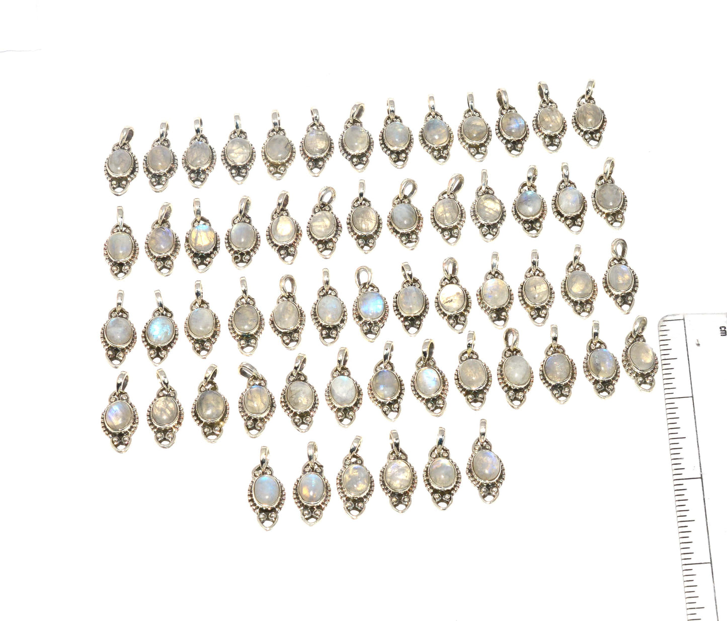 WHOLESALE 58PC 925 SOLID STERLING WHITE RAINBOW MOONSTONE PENDANT LOT
