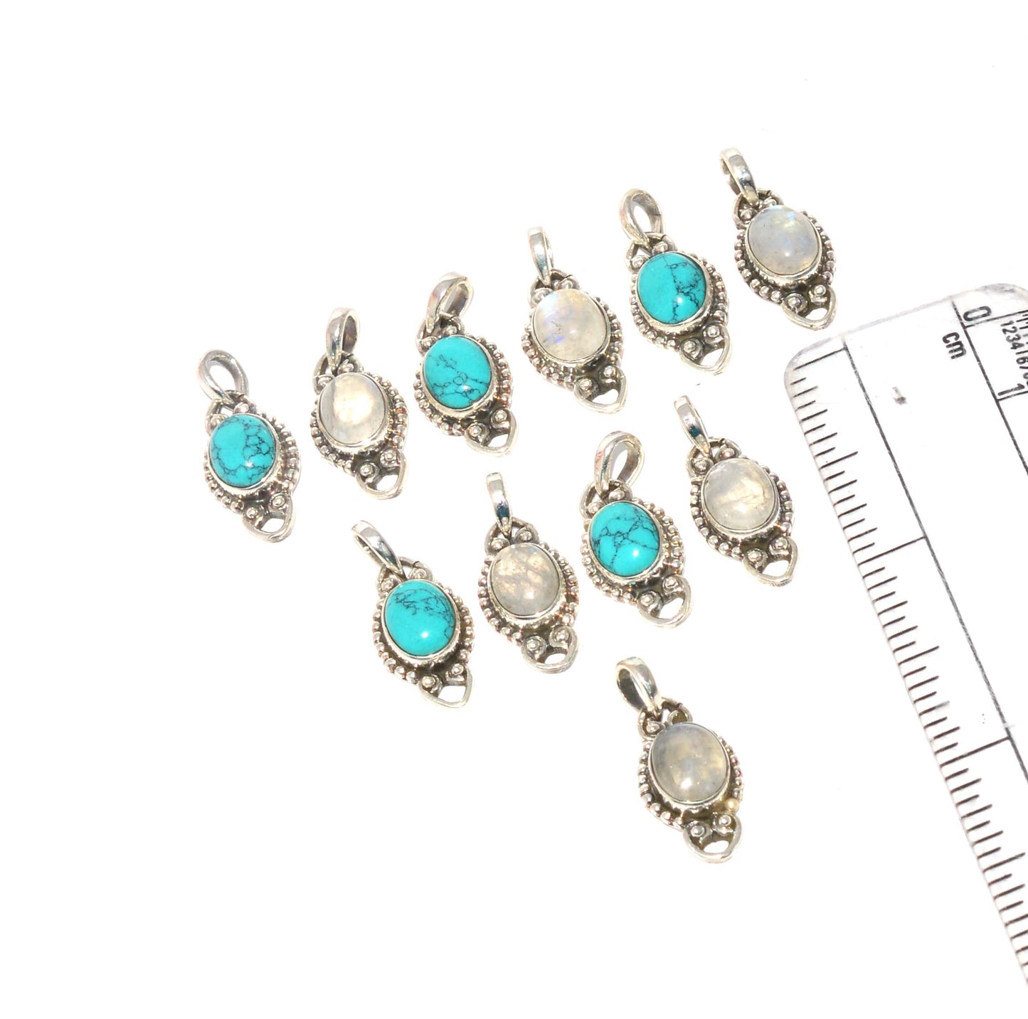 WHOLESALE 11PC 925 SOLID STERLING SILVER BLUE TURQUOISE MIX PENDANT LOT