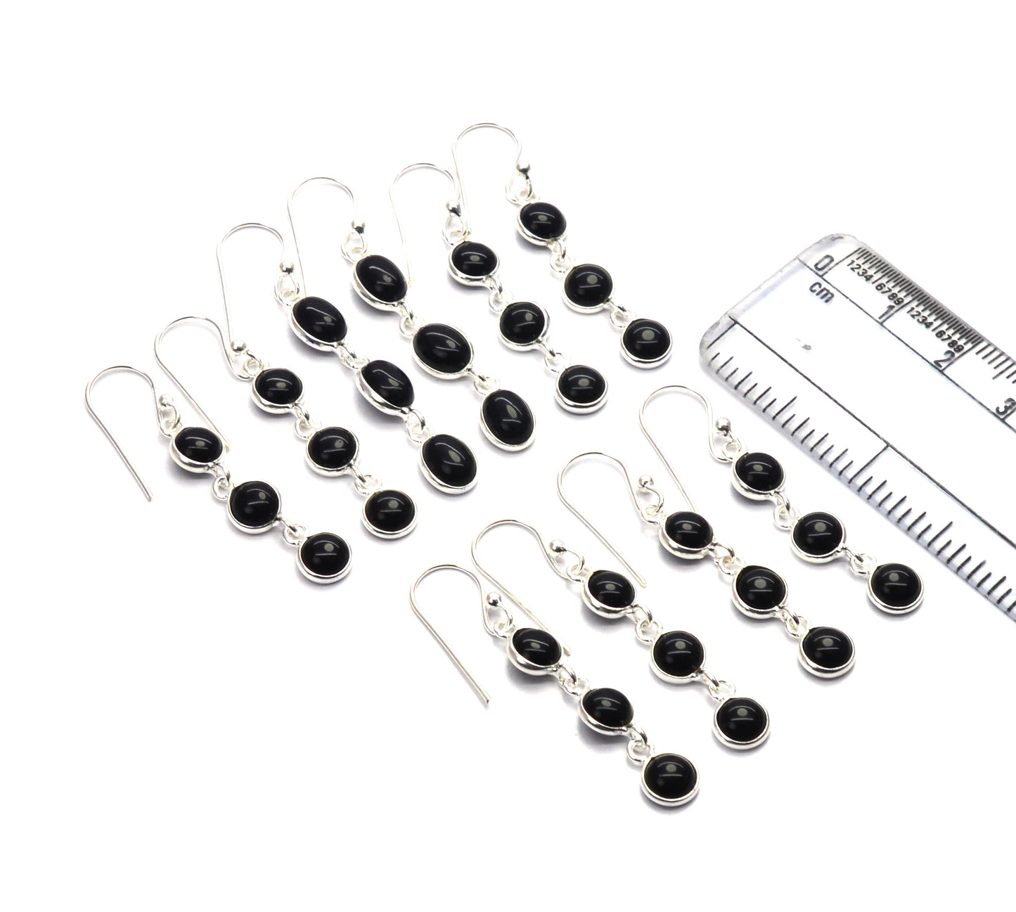 WHOLESALE 5PR 925 SOLID STERLING SILVER BLACK ONYX HOOK EARRING LOT