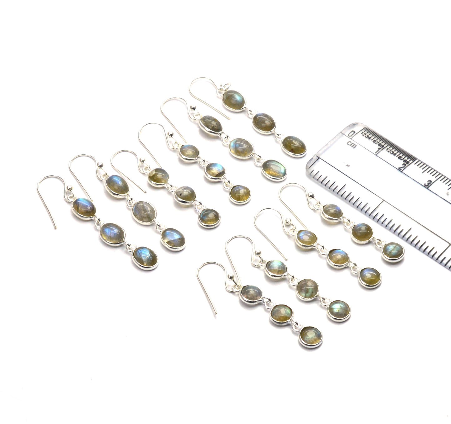 WHOLESALE 5PR 925 SOLID STERLING SILVER LABRADORITE HOOK EARRING LOT