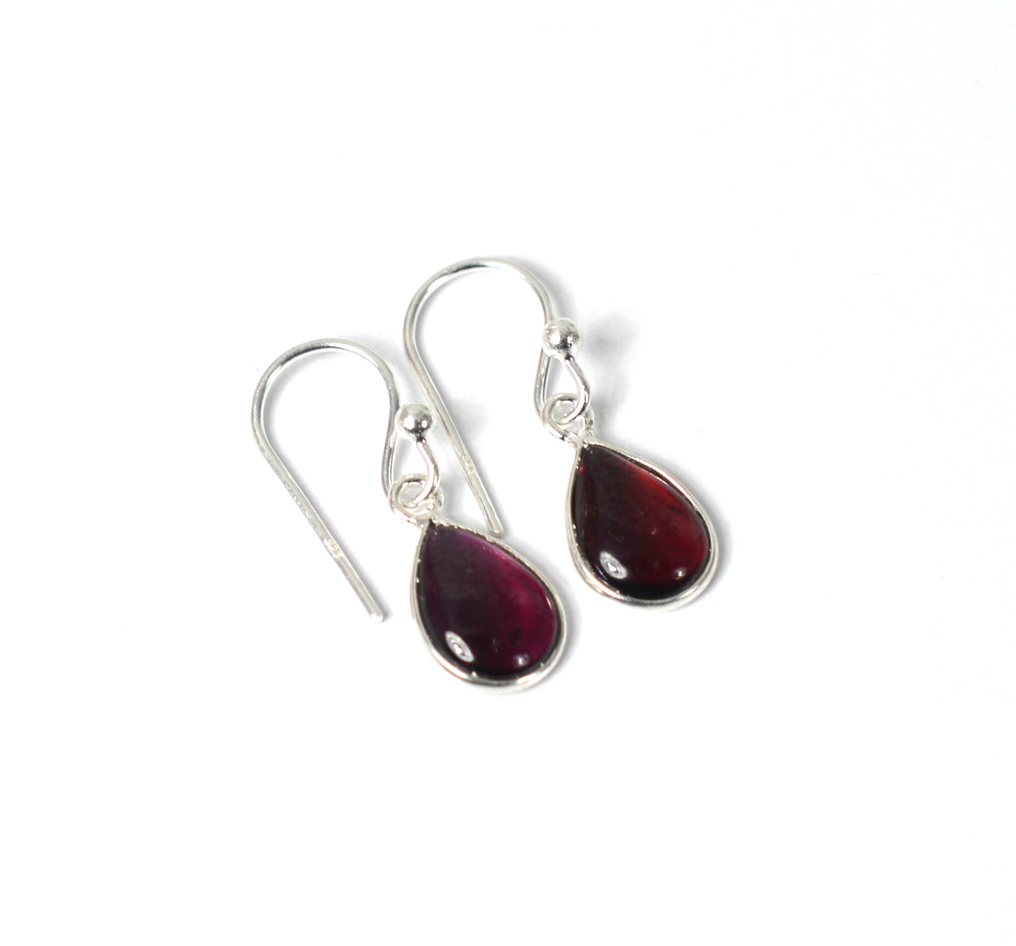 WHOLESALE 5PR 925 SOLID STERLING RED GARNET HOOK EARRING LOT