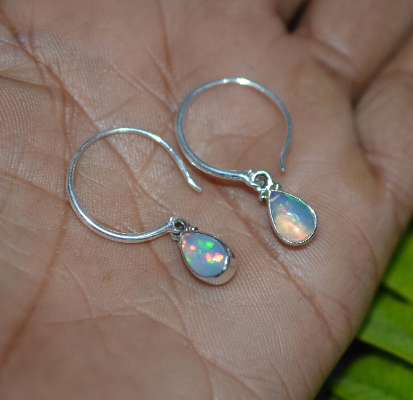 WHOLESALE 5PR 925 SOLID STERLING SILVER ETHIOPIAN OPAL HOOP EARRING LOT