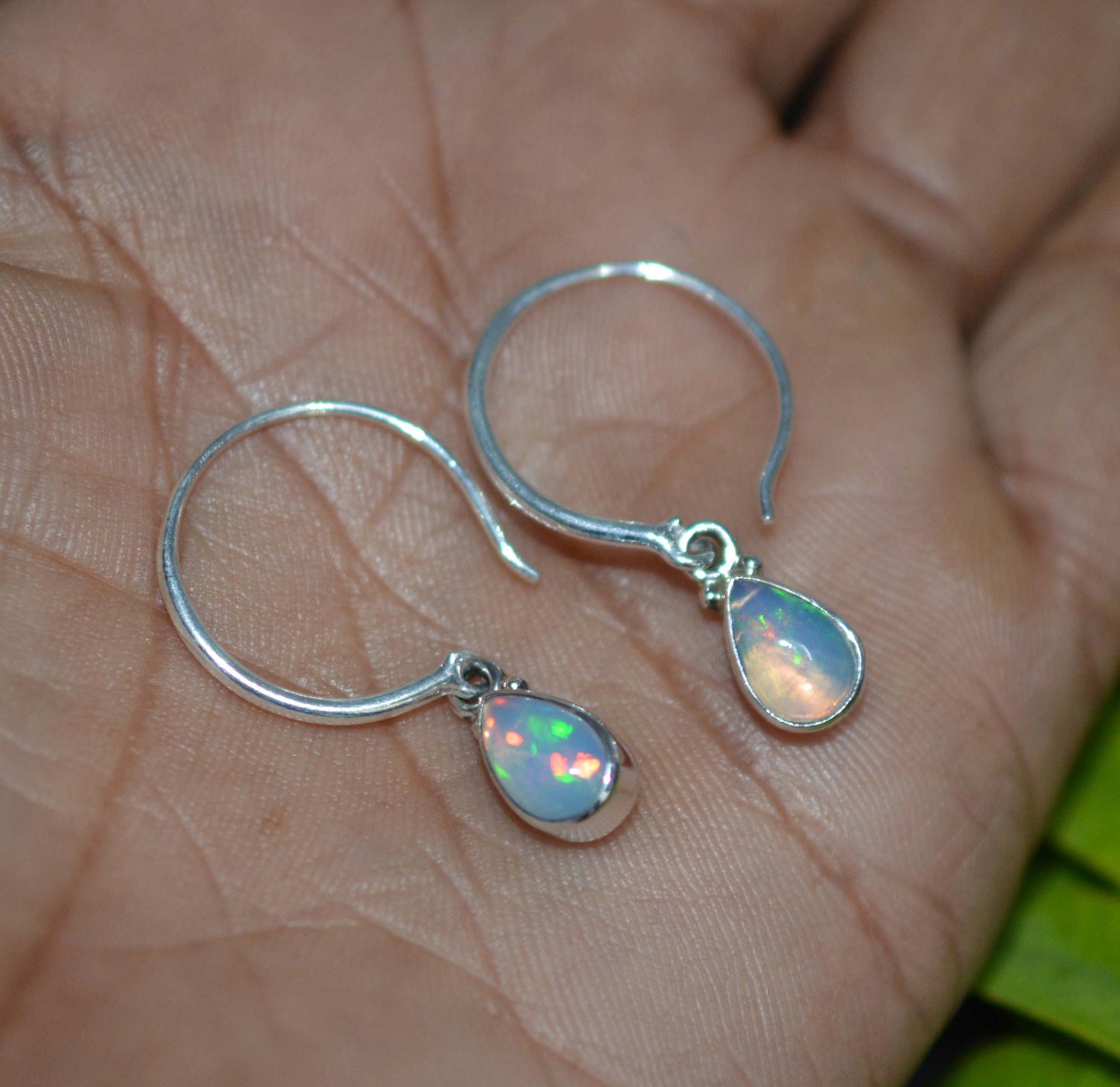 WHOLESALE 11PR 925 SOLID STERLING SILVER ETHIOPIAN OPAL HOOP EARRING LOT