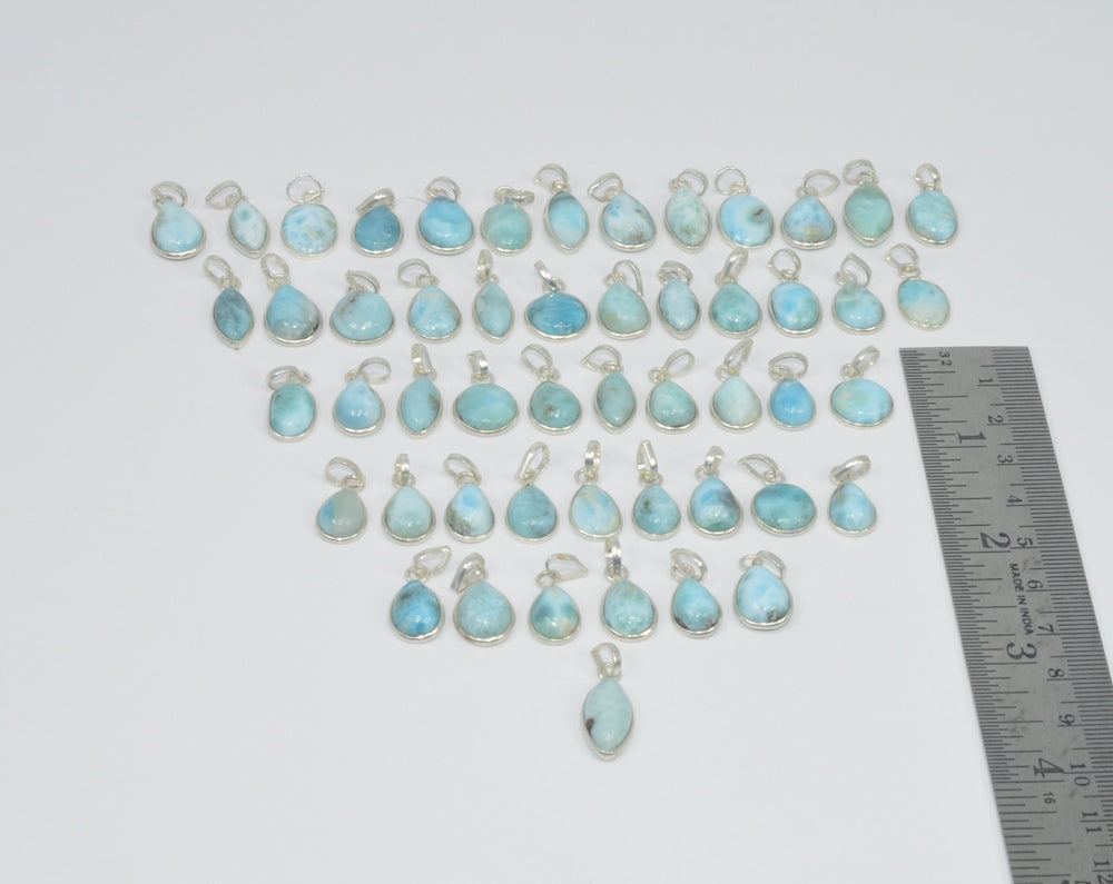 Wholesale 51Pc 925 Sterling Silver Natural Blue Larimar Pendant Lot Gtc161