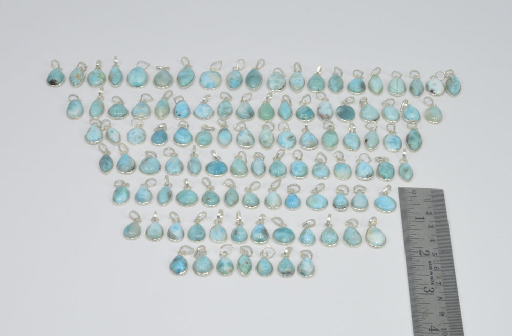 Wholesale 101Pc 925 Sterling Silver Natural Blue Larimar Pendant Lot Gtc163