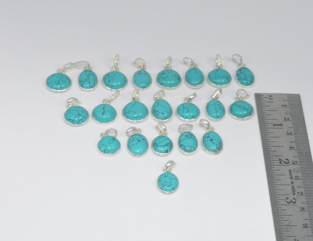 Wholesale 21Pc 925 Solid Sterling Silver Blue Turquoise Pendant Lot Gtc165