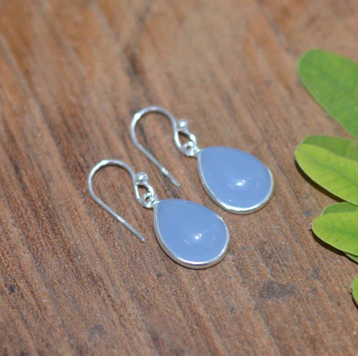 WHOLESALE 21PR 925 SOLID STERLING SILVER BLUE CHALCEDONY HOOK EARRING LOT