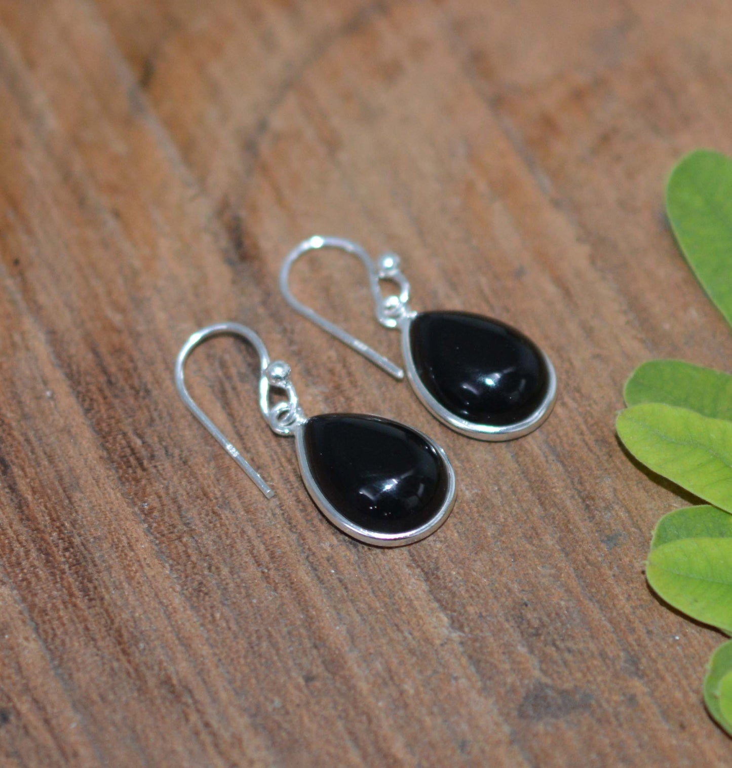 WHOLESALE 21PR 925 SOLID STERLING SILVER BLACK ONYX HOOK EARRING LOT-1 INCH