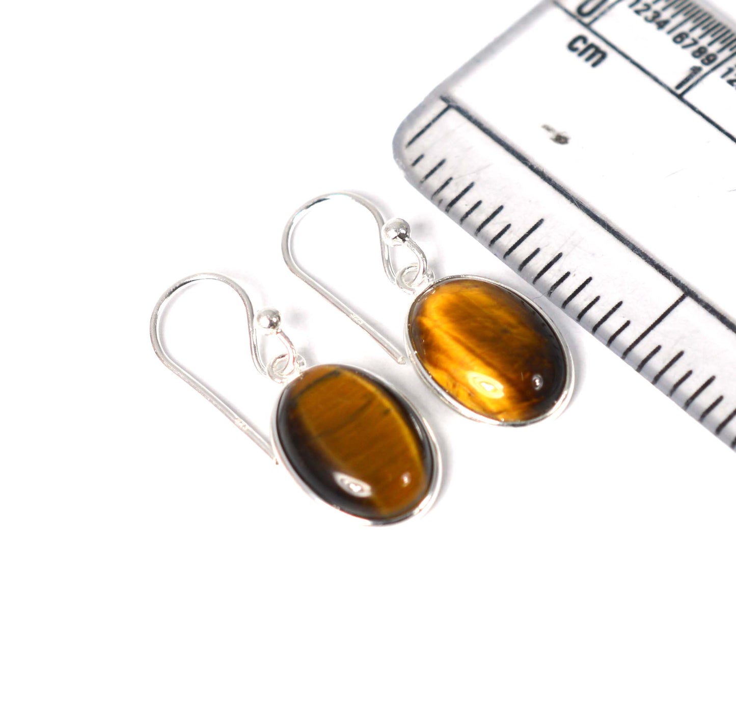 925 SOLID STERLING SILVER TIGER EYE HOOK EARRING-1 INCH
