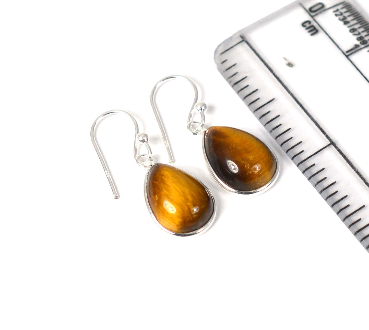 925 SOLID STERLING SILVER TIGER EYE HOOK EARRING-1 INCH