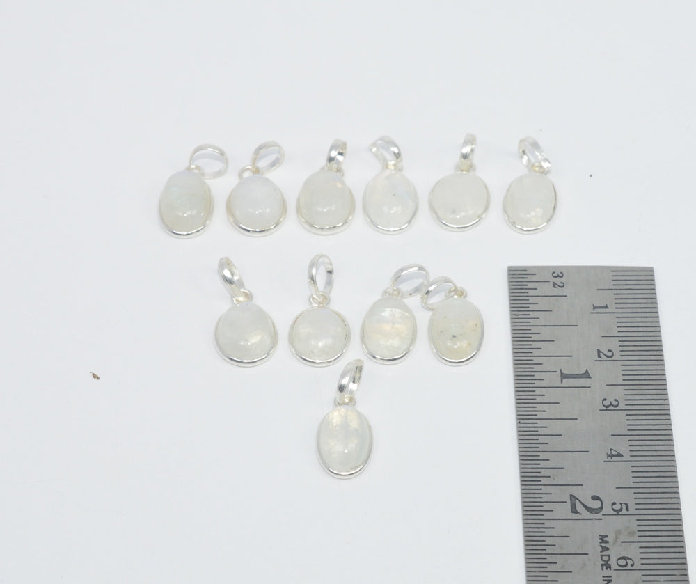 Wholesale 11Pc 925 Sterling Silver White Rainbow Moon Stone Pendant Lot