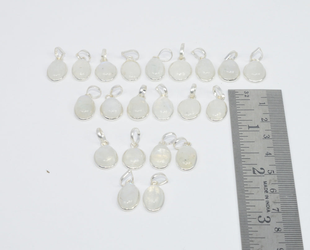 Wholesale 21Pc 925 Sterling Silver White Rainbow Moon Stone Pendant Lot