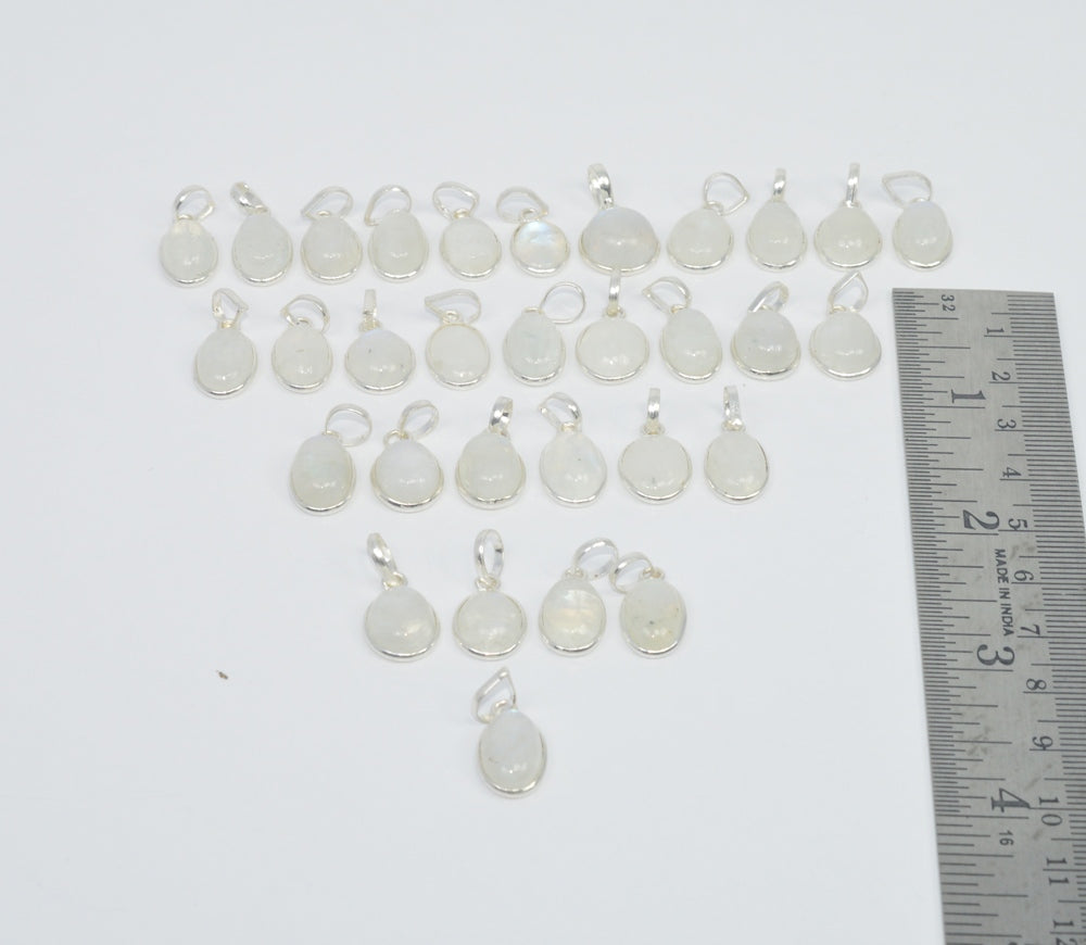 Wholesale 31Pc 925 Sterling Silver White Rainbow Moon Stone Pendant Lot