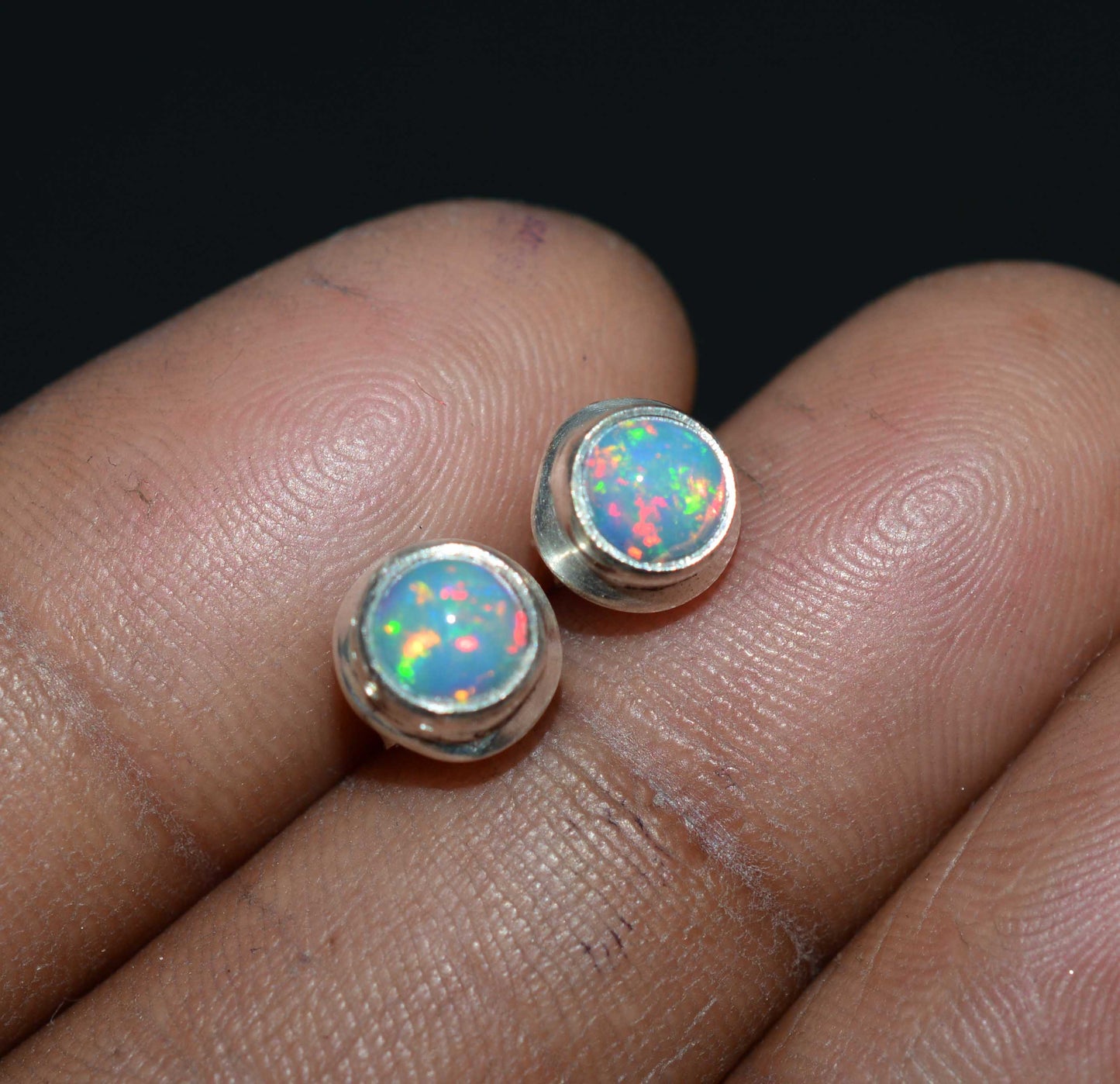 WHOLESALE 21PR 925 SOLID STERLING SILVER ETHIOPIAN OPAL STUD EARRING LOT