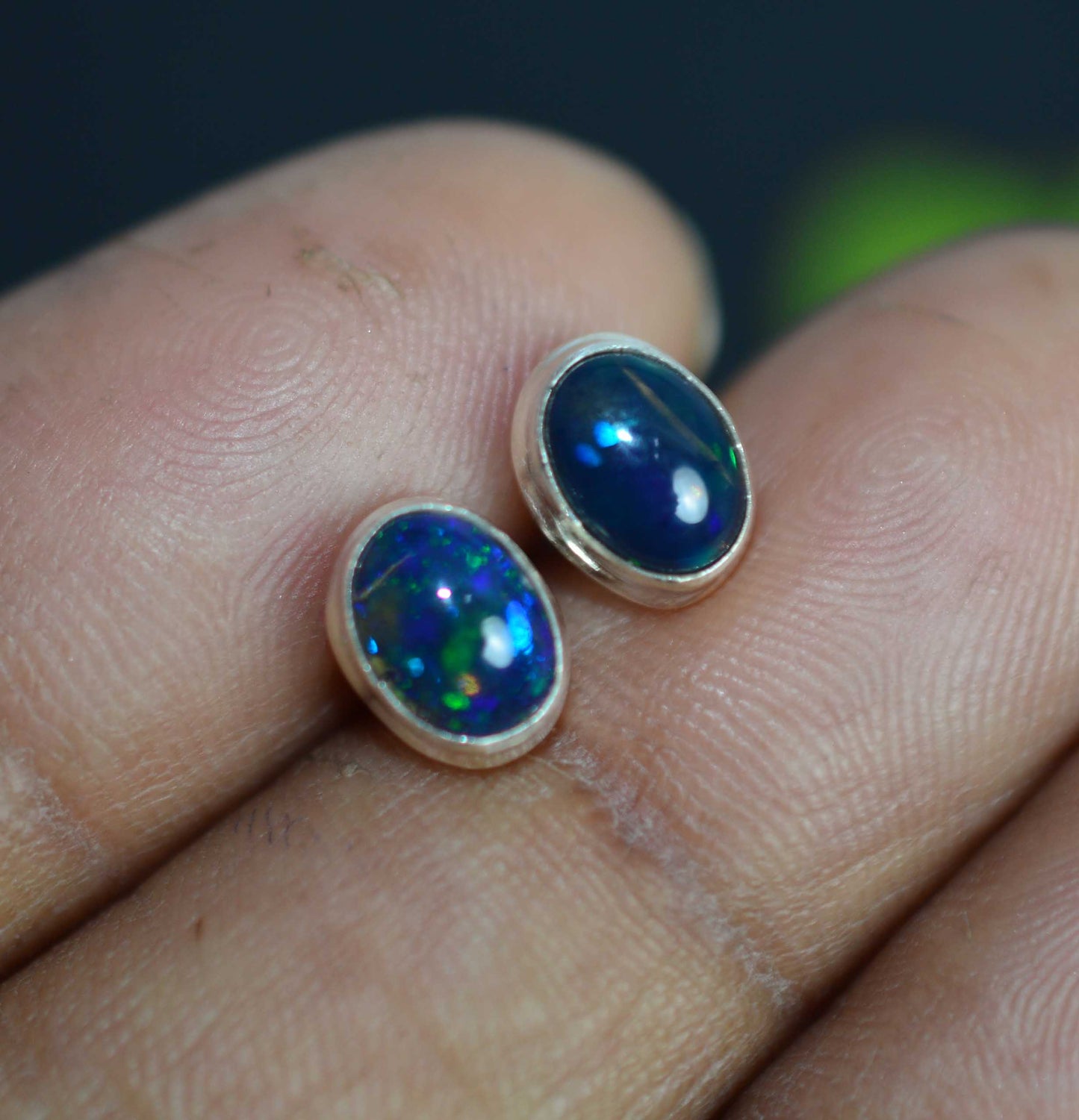 WHOLESALE 11PR 925 STERLING SILVER BLACK ETHIOPIAN OPAL STUD EARRING LOT