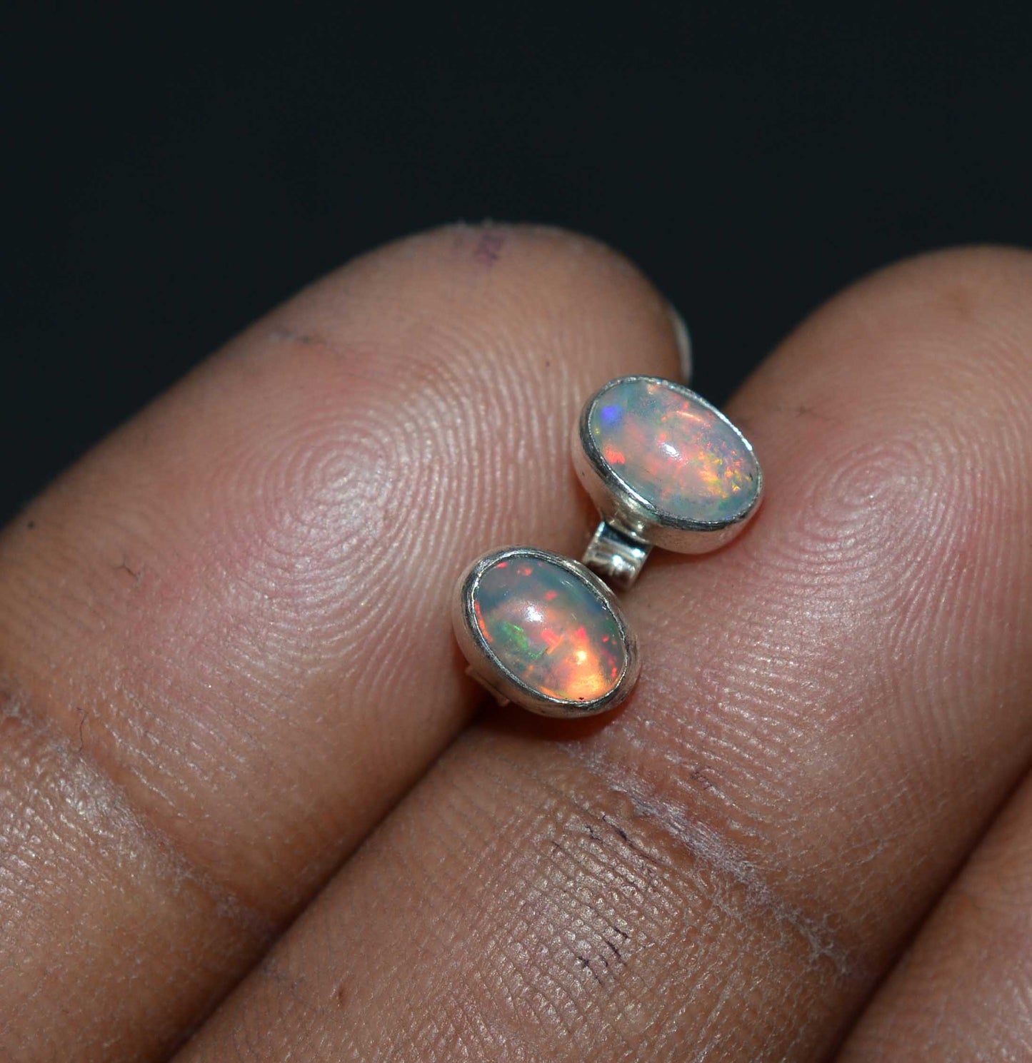 WHOLESALE 5PR 925 SOLID STERLING SILVER ETHIOPIAN OPAL STUD EARRING LOT