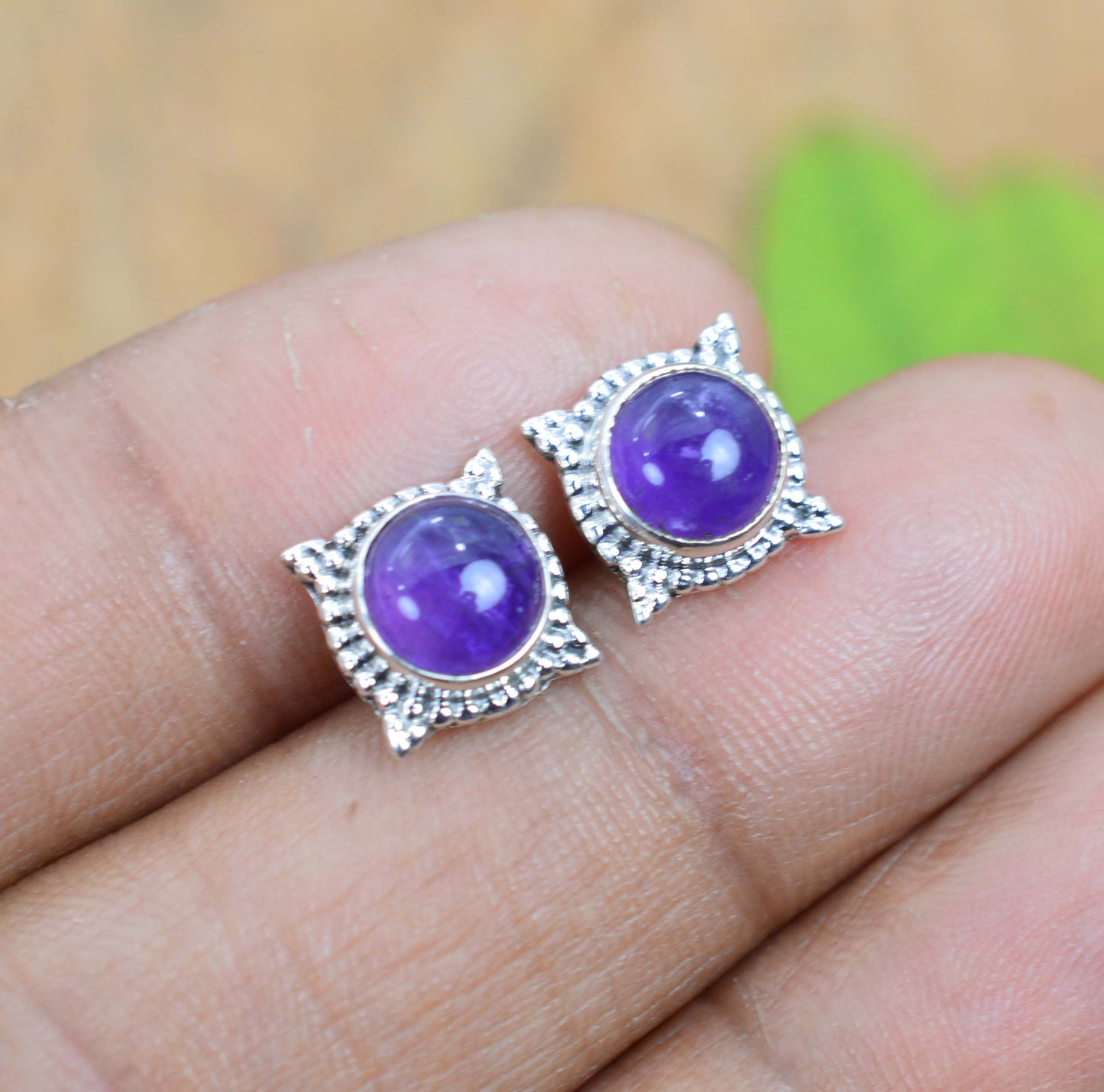 WHOLESALE 5PR 925 SOLID STERLING SILVER PURPLE AMETHYST STUD EARRING LOT