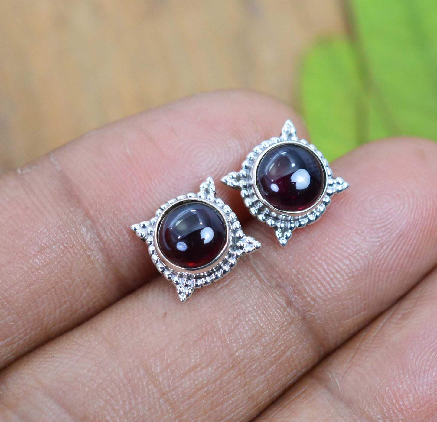 WHOLESALE 15PR 925 SOLID STELING SILVER RED GARNET STUD EARRING LOT