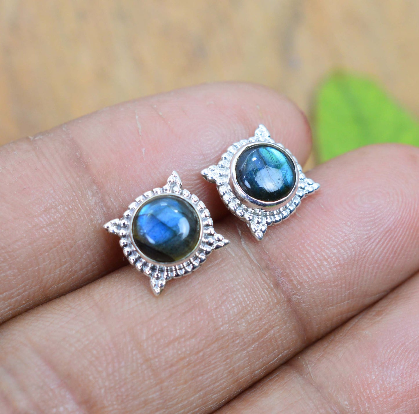 WHOLESALE 5PR 925 SOLID STERLING SILVER LABRADORITE STUD EARRING LOT