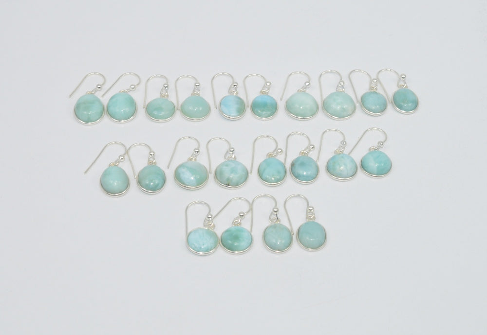 Wholesale 11Pr 925 Sterling Silver Natural Blue Larimar Hook Earring Lot