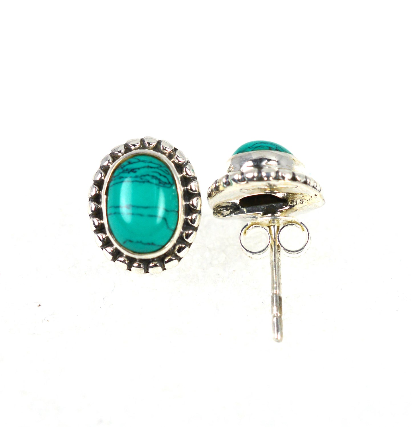 WHOLESALE 11PR 925 SOLID STERLING SILVER BLUE TURQUOISE STUD EARRING LOT