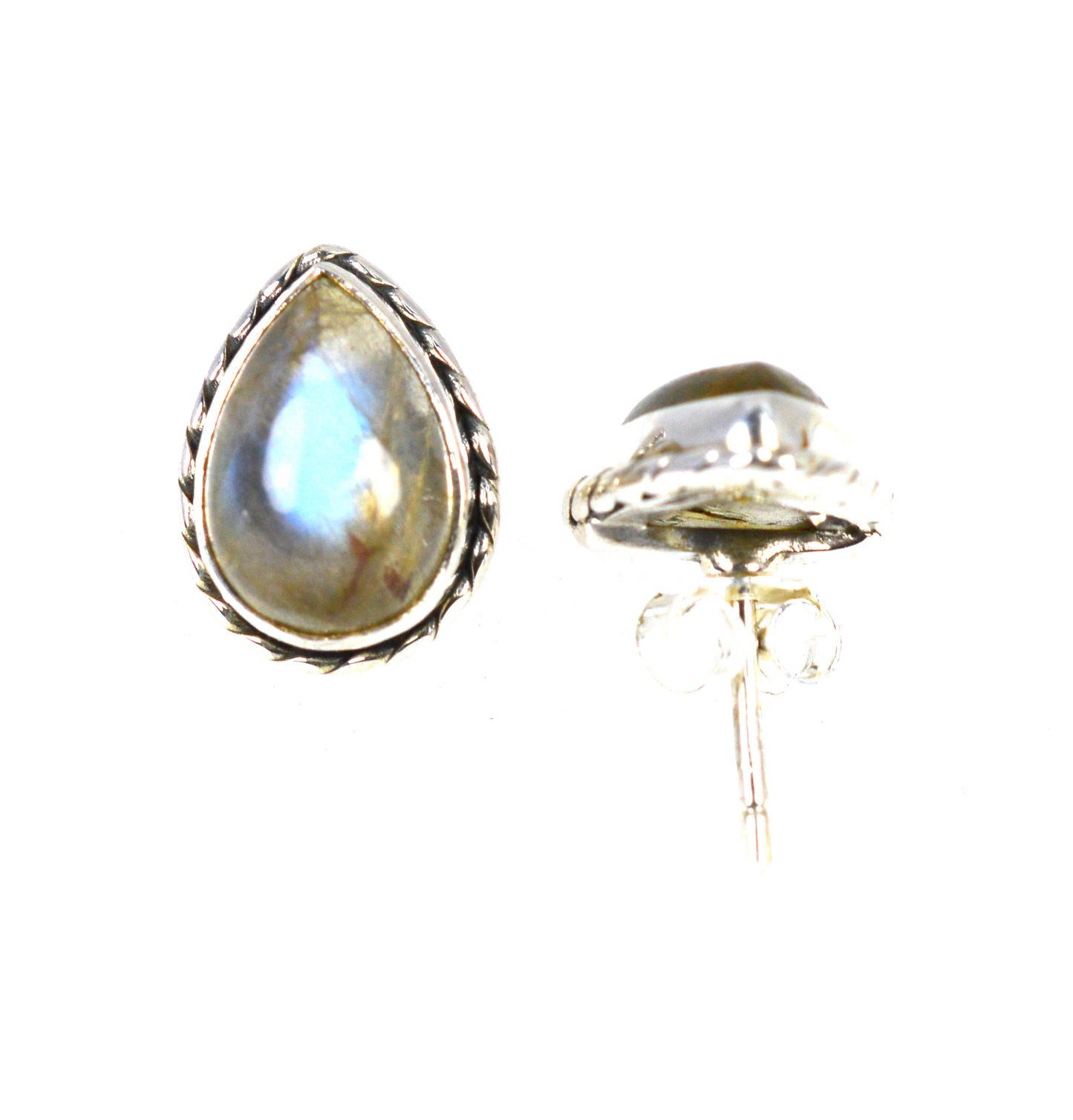 WHOLESALE 5PR 925 SOLID STERLING SILVER LABRADORITE STUD EARRING LOT