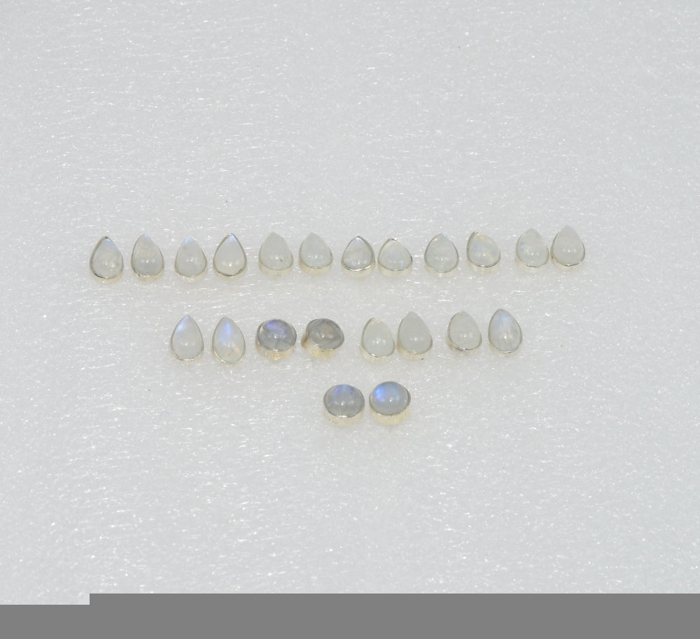 WHOLESALE 11PR925 SOLIDSTERLING SILVER RAINBOW MOONSTONE STUD EARRING LOT