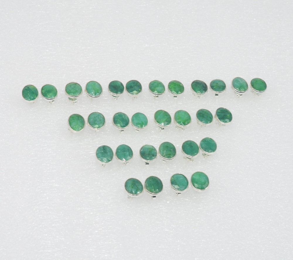 WHOLESALE 15PR 925 SILVER GREEN Simulated Emerald STUD EARRING LOT