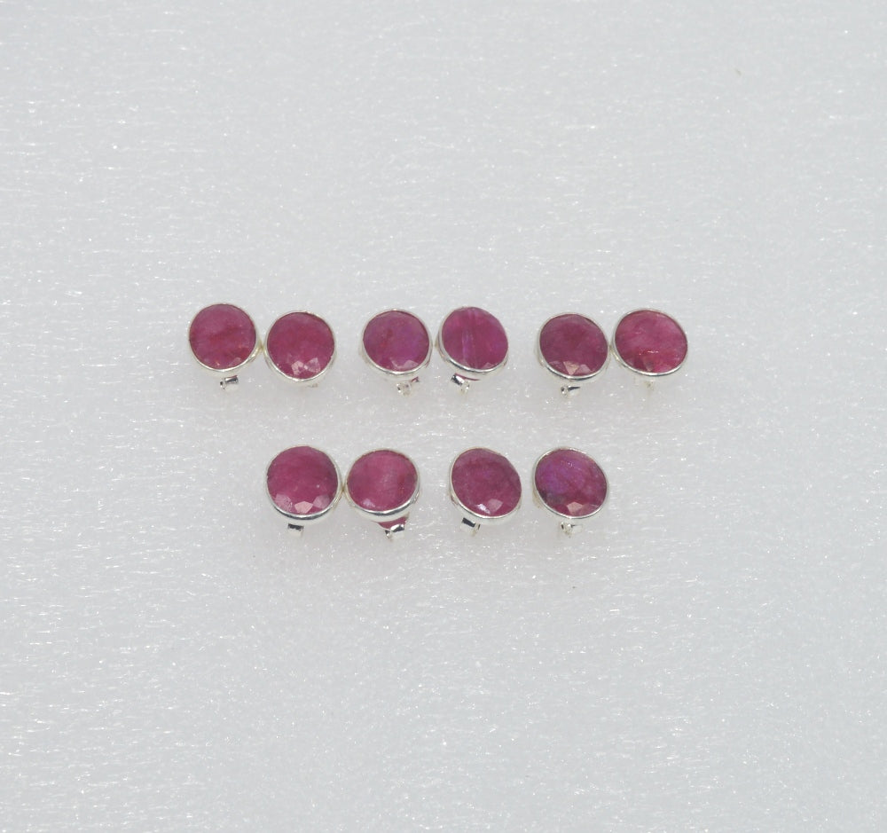 WHOLESALE 5PR 925 SOLID STERLING CUT Simulated Ruby STUD lot
