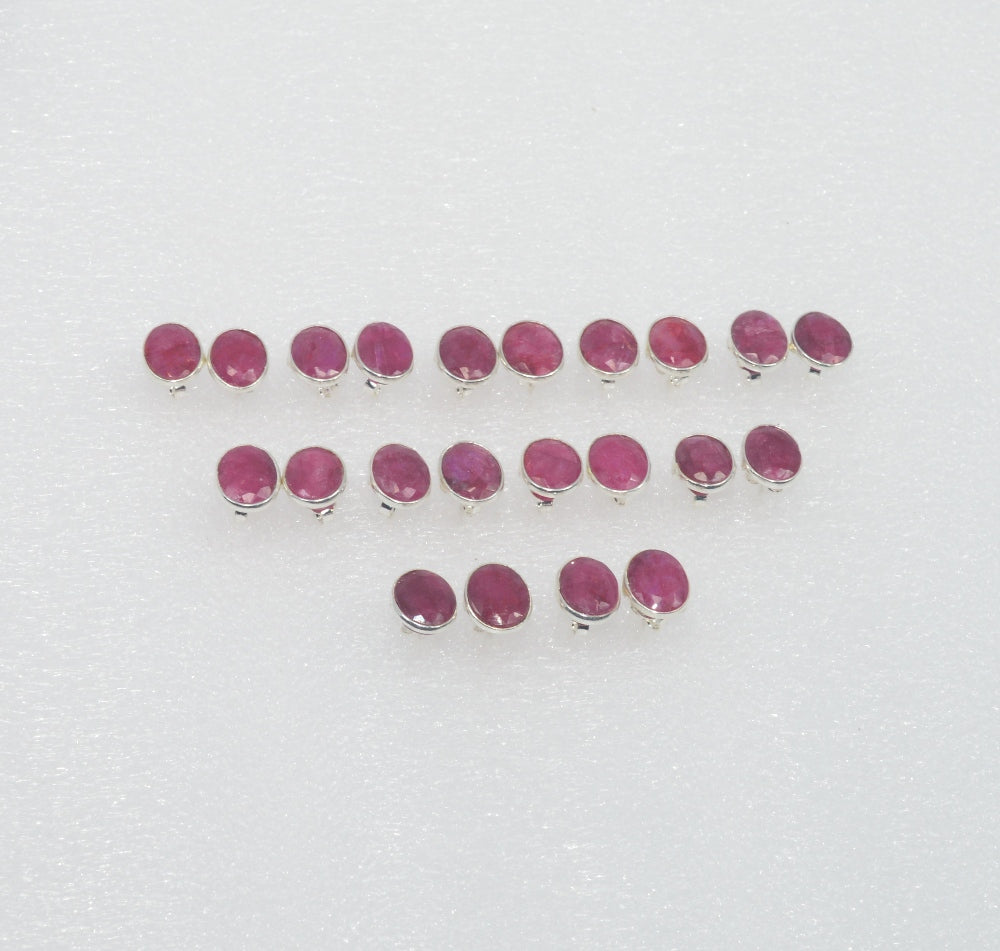 WHOLESALE 11PR 925 SOLID STERLING CUT Simulated Ruby STUD LOT
