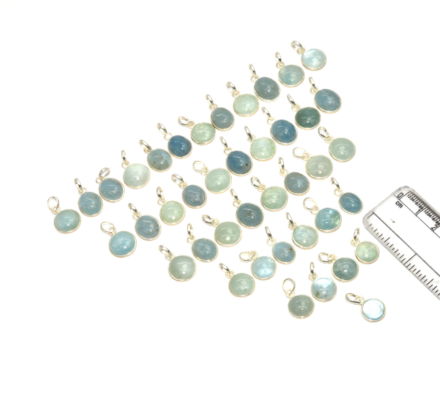 WHOLESALE 41PC 925 SOLID STERLING SILVER AQUAMARINE PENDANT LOT