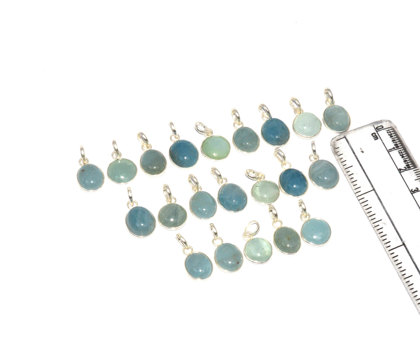 WHOLESALE 21PC 925 SOLID STERLING SILVER AQUAMARINE PENDANT LOT