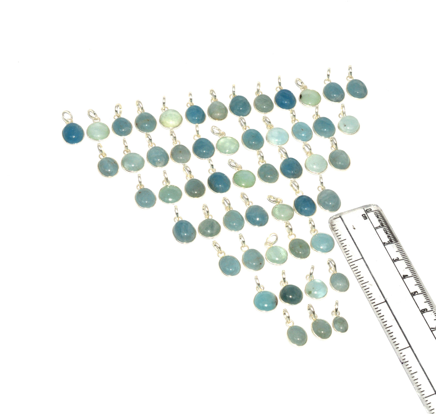 WHOLESALE 52PC 925 SOLID STERLING SILVER AQUAMARINE PENDANT LOT