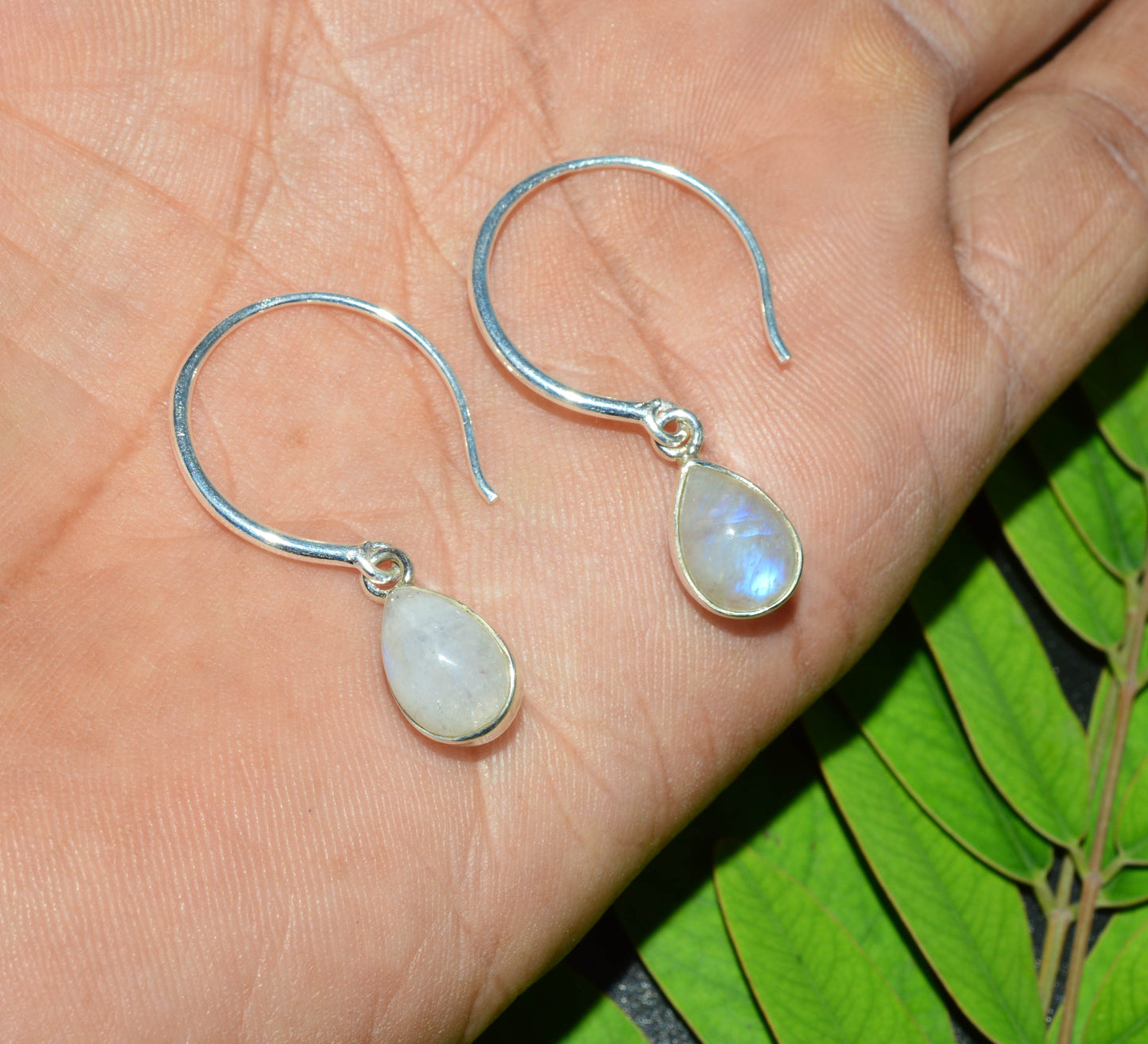 WHOLESALE 11PR 925 SOLID STERLING SILVER WHITE RAINBOW MOONSTONE EARRING LOT