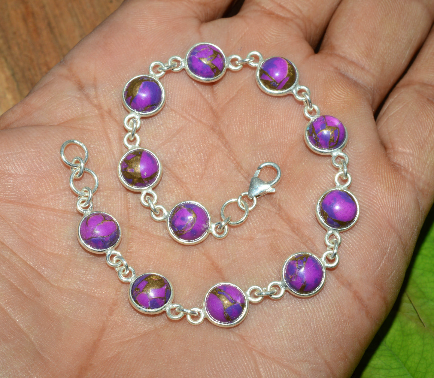 WHOLESALE 5PC 925 SOLID STERLING SILVER PURPLE TURQUOISE BRACELET LOT