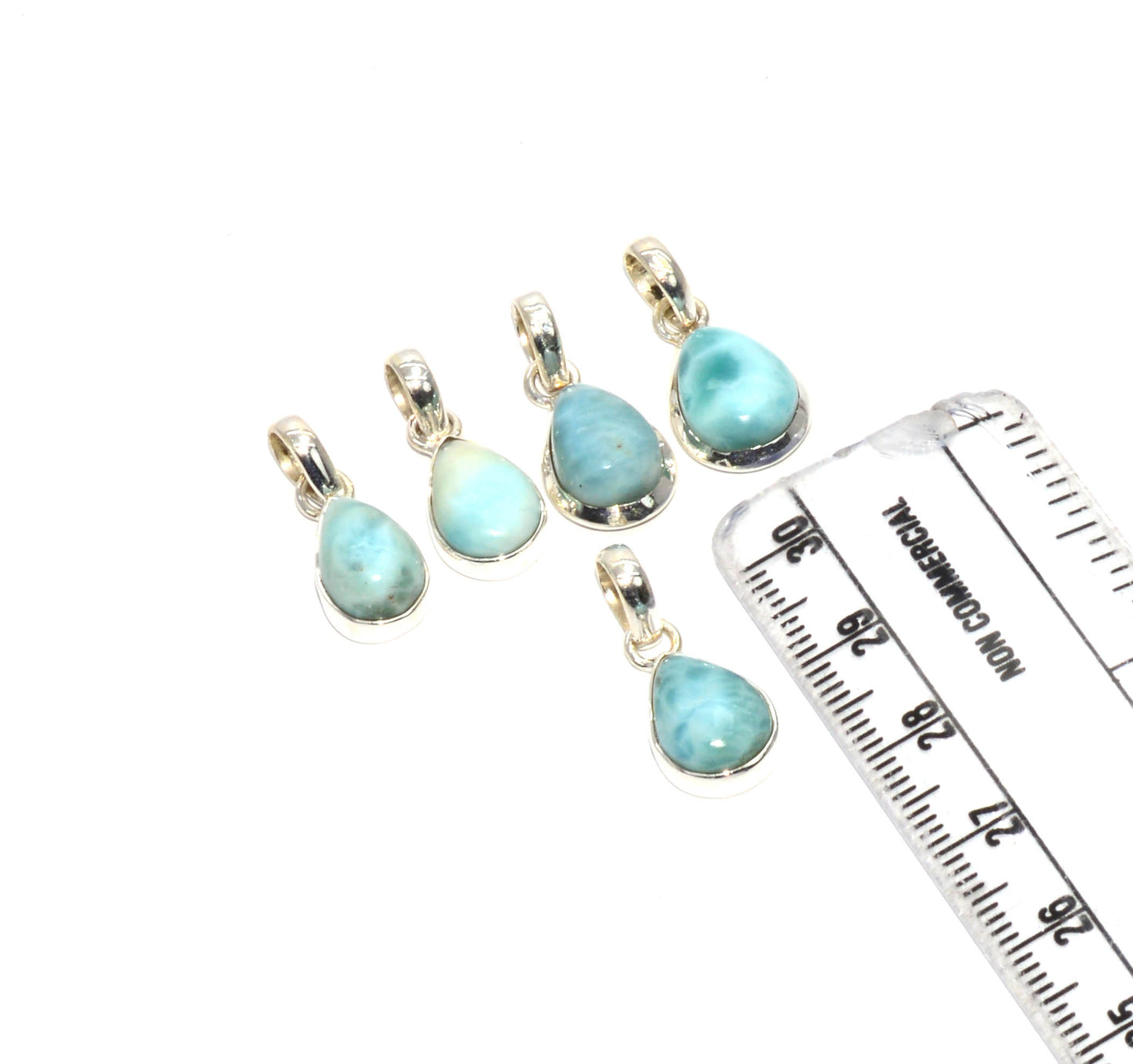 WHOLESALE 925 5PC SOLID STERLING SILVER BLUE LARIMAR PENDANT LOT