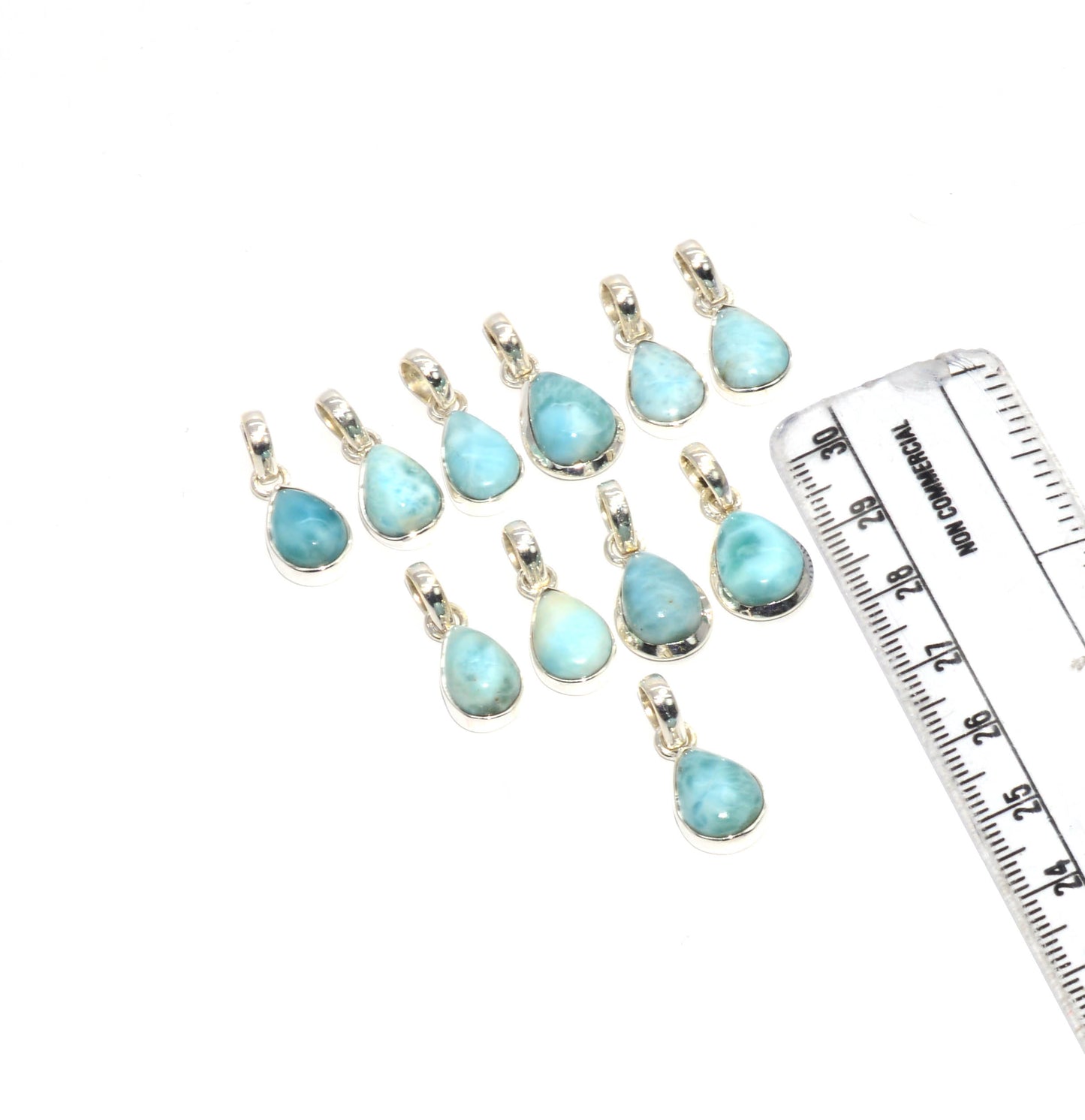 WHOLESALE 925 11PC SOLID STERLING SILVER BLUE LARIMAR PENDANT LOT