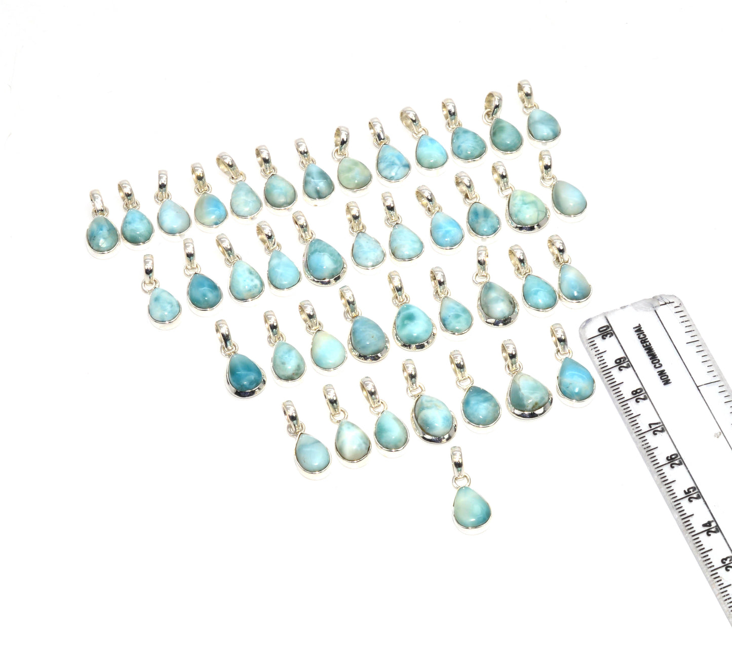 WHOLESALE 925 41PC SOLID STERLING SILVER BLUE LARIMAR PENDANT LOT