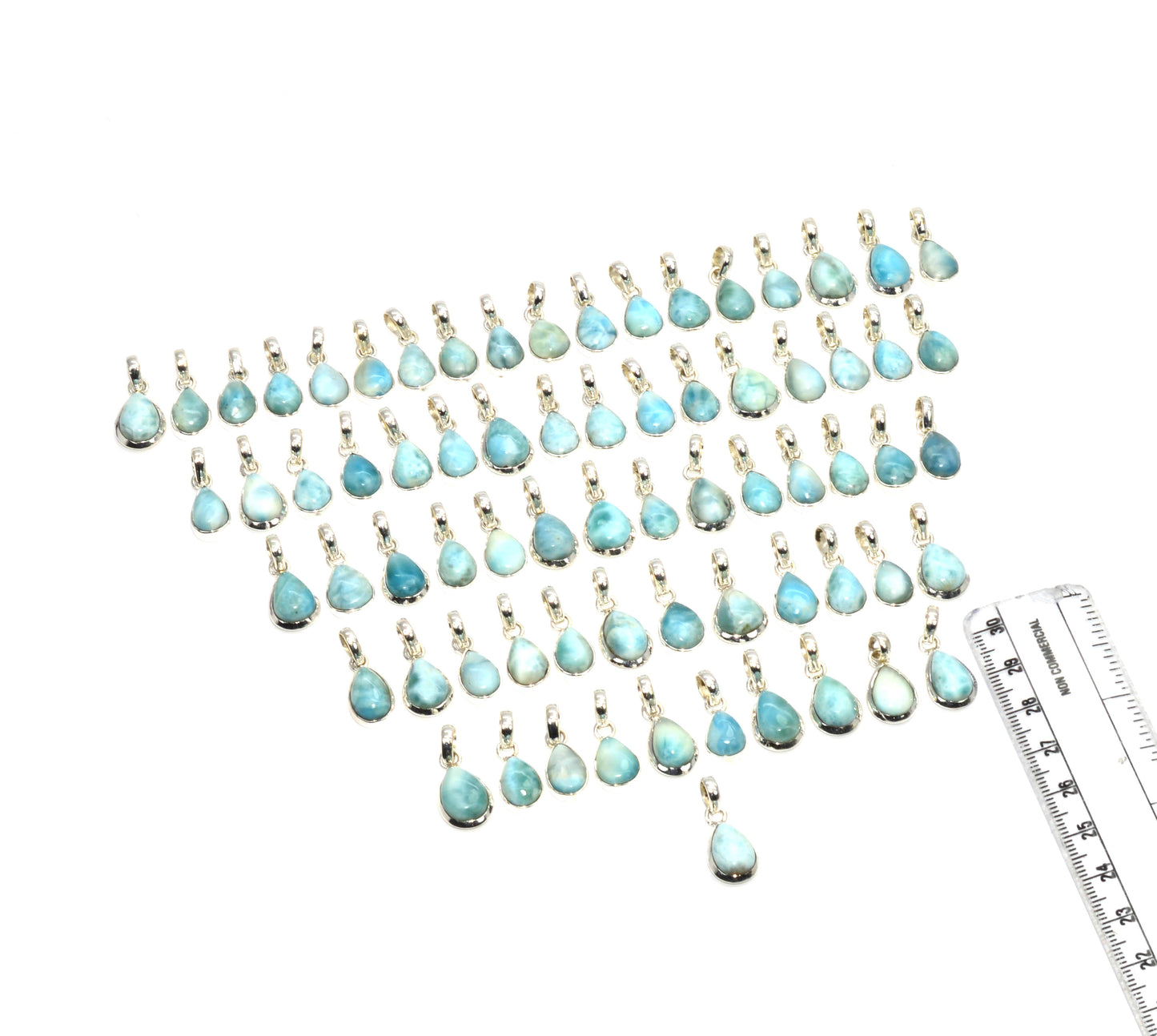 WHOLESALE 925 71PC SOLID STERLING SILVER BLUE LARIMAR PENDANT LOT