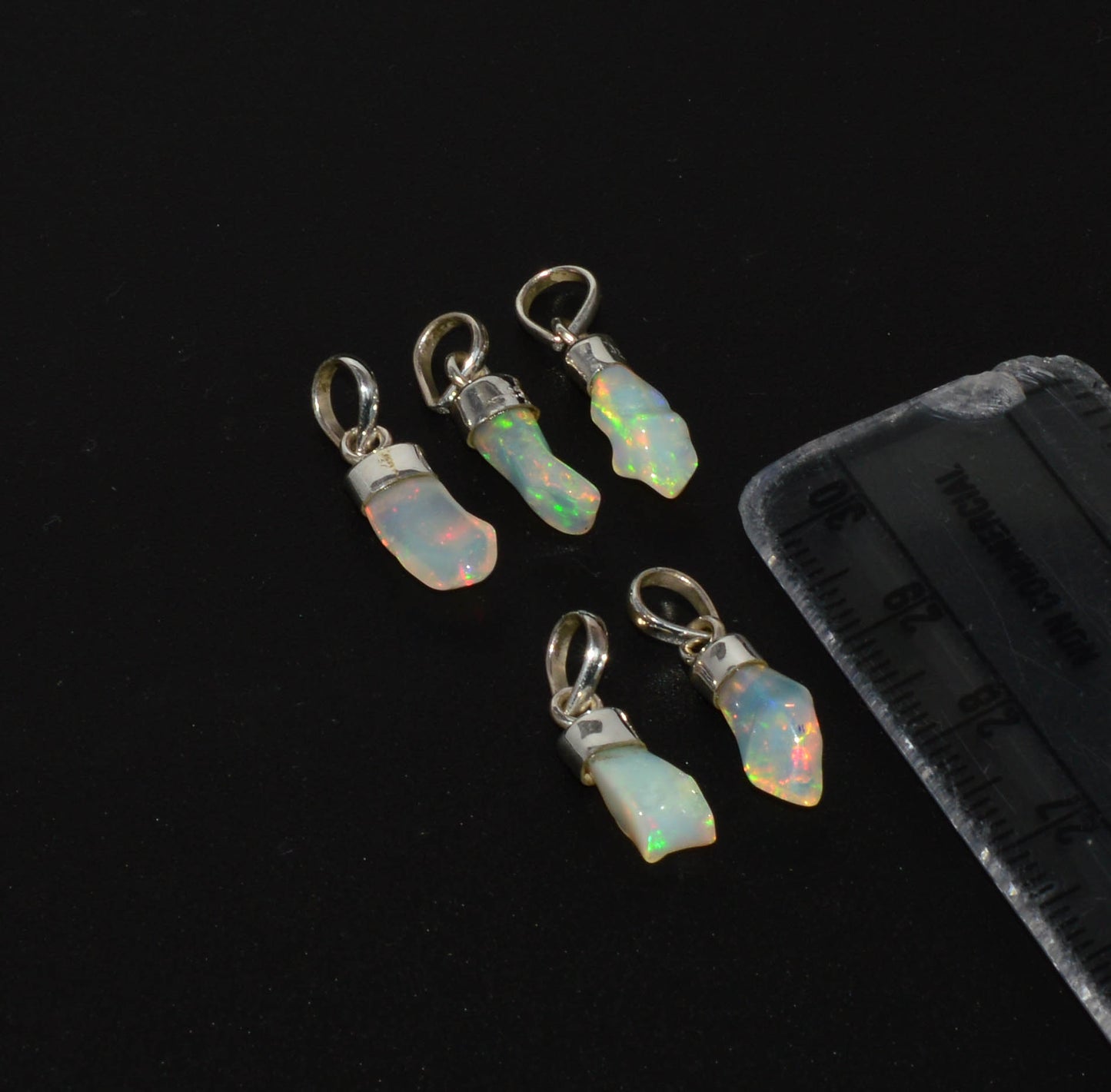 WHOLESALE 925 5PC SOLID STERLING SILVER ROUGH ETHIOPIAN OPAL PENDANT LOT