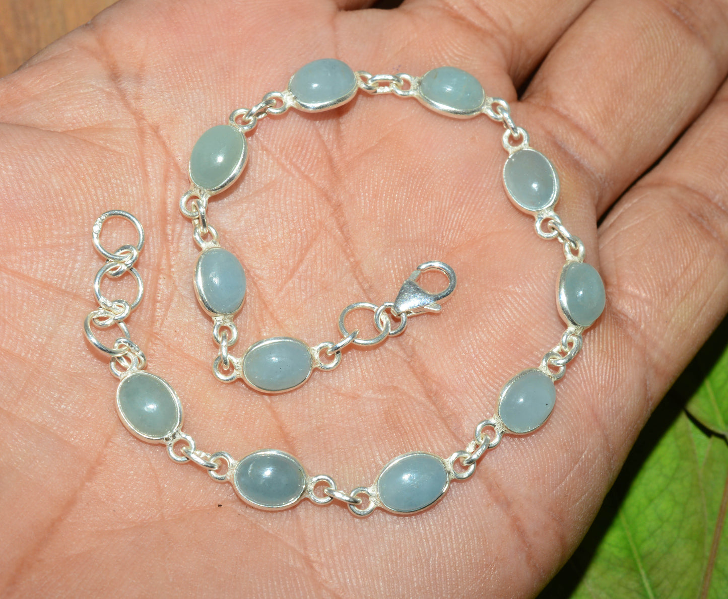 WHOLESALE 925 5PC SOLID STERLING SILVER AQUAMARINE BRACELET LOT