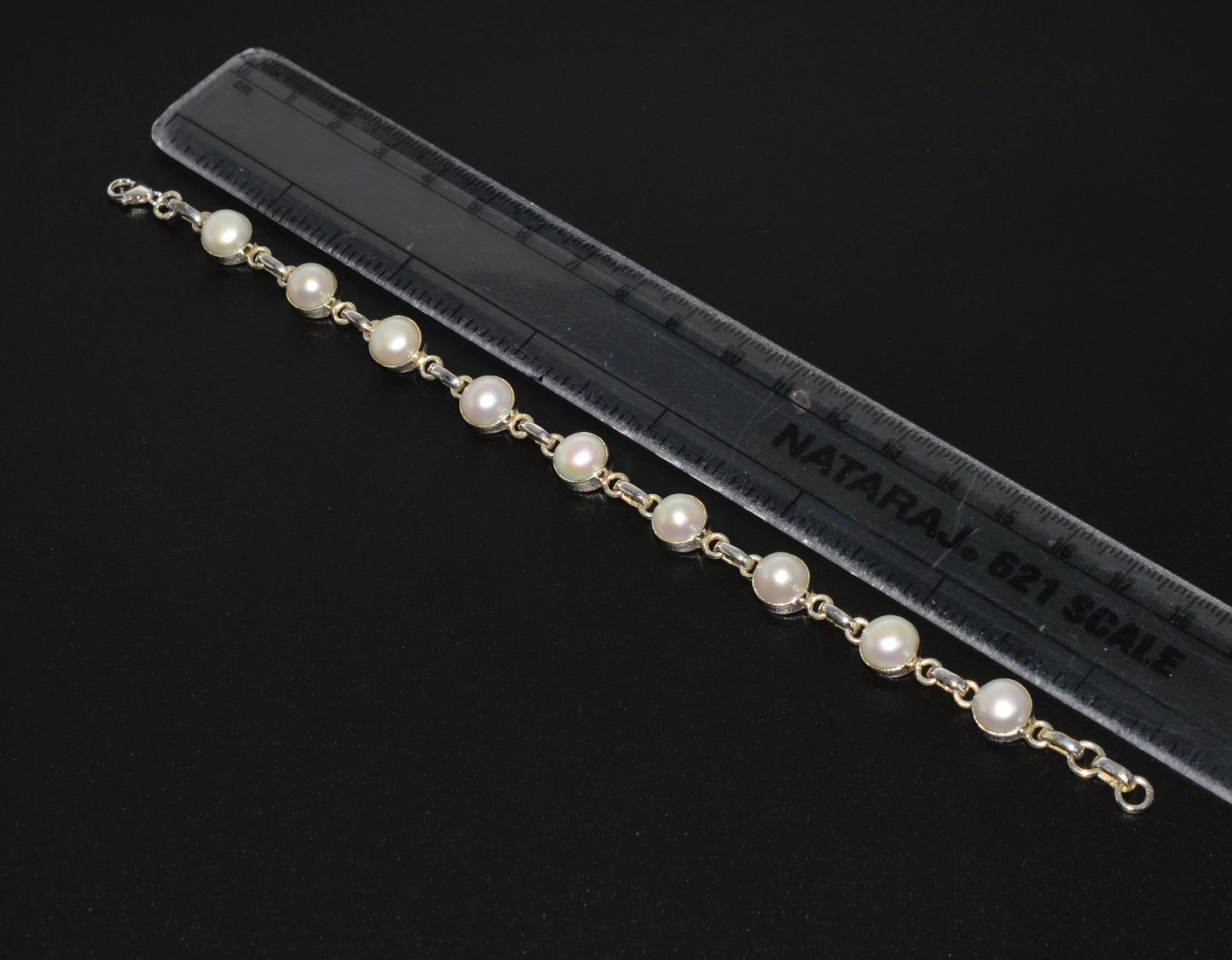 925 SOLID STERLING SILVER FRESHWATER PEARL HANDMADE BRACELET-7.8 INCH