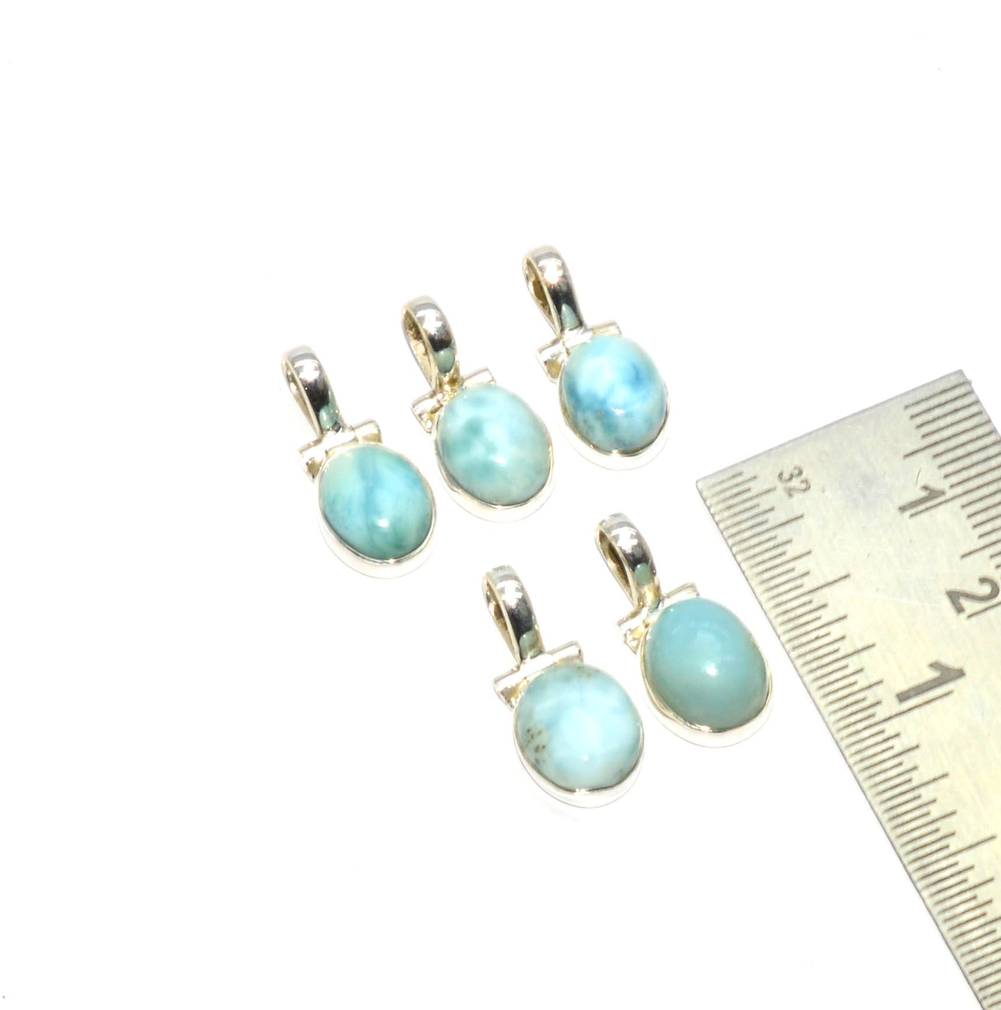 WHOLESALE 925 5PC SOLID STERLING SILVER BLUE LARIMAR PENDANT LOT