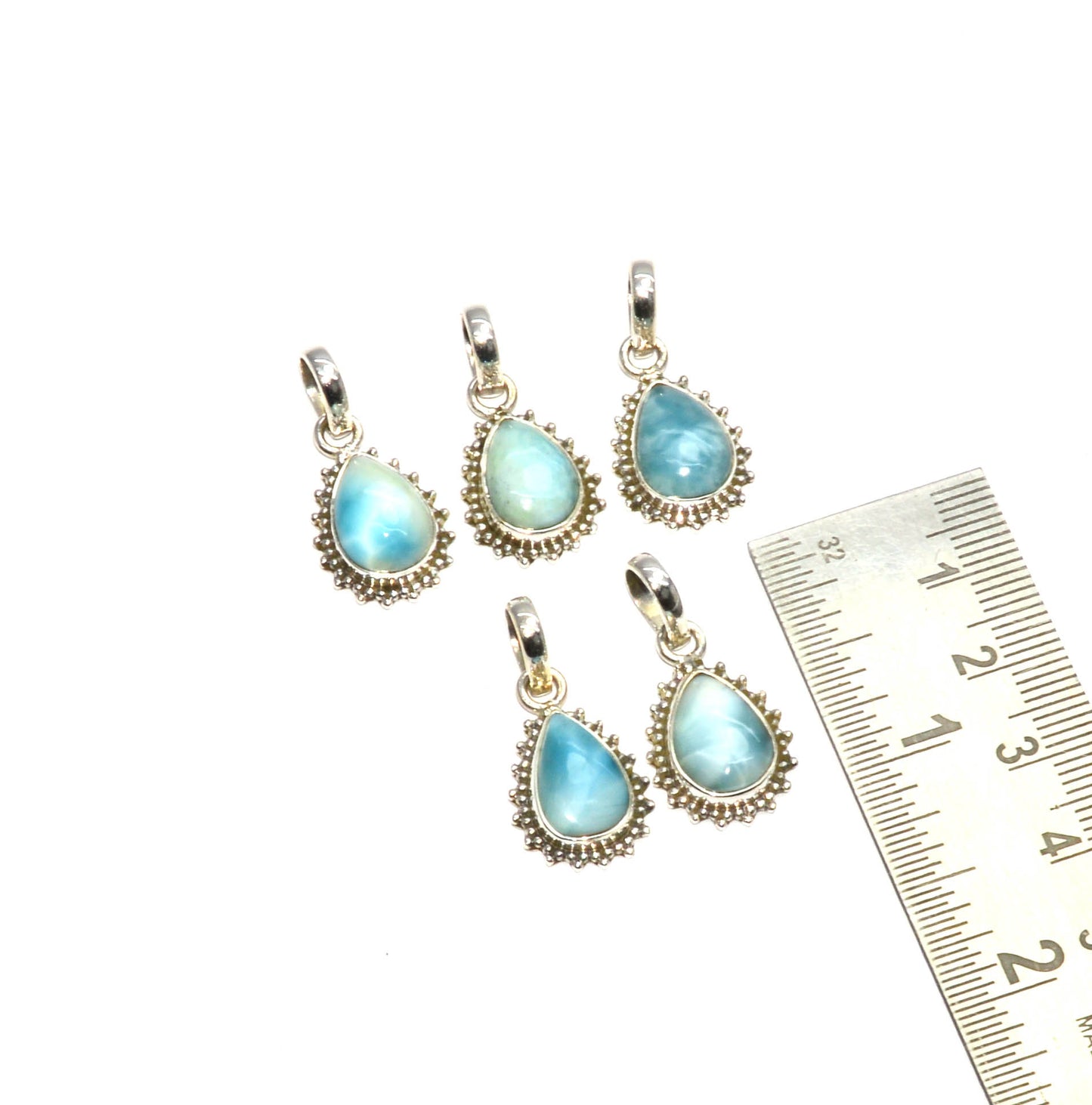 WHOLESALE 925 5PC SOLID STERLING SILVER BLUE LARIMAR PENDANT LOT
